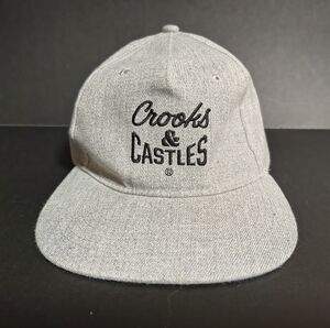 Crooks Castles Cap Mens OSFA Gray Black Spellout Streetwear Adjustable Snapback